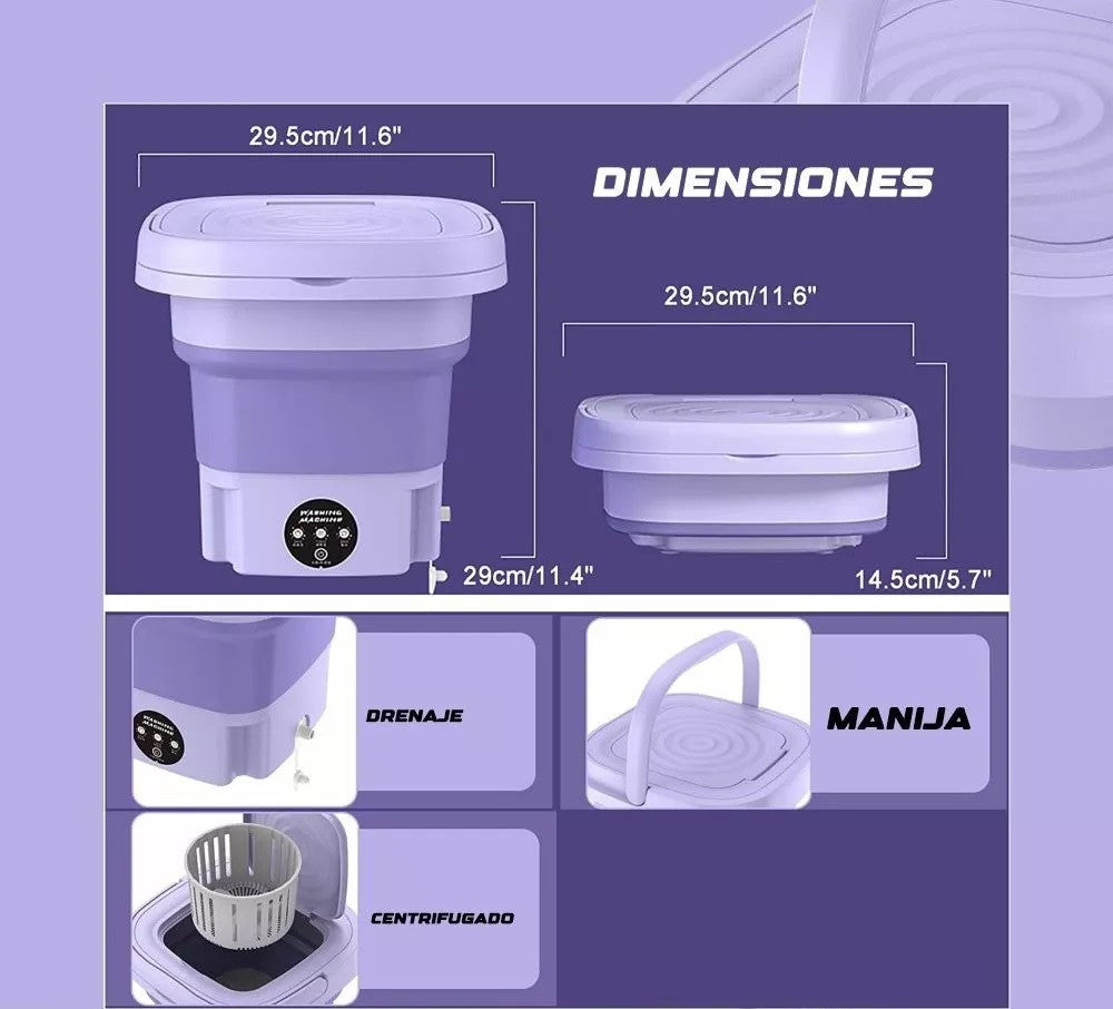 🧺🌀Mini Lavadora Portatil con Secado 8L 🧼👕