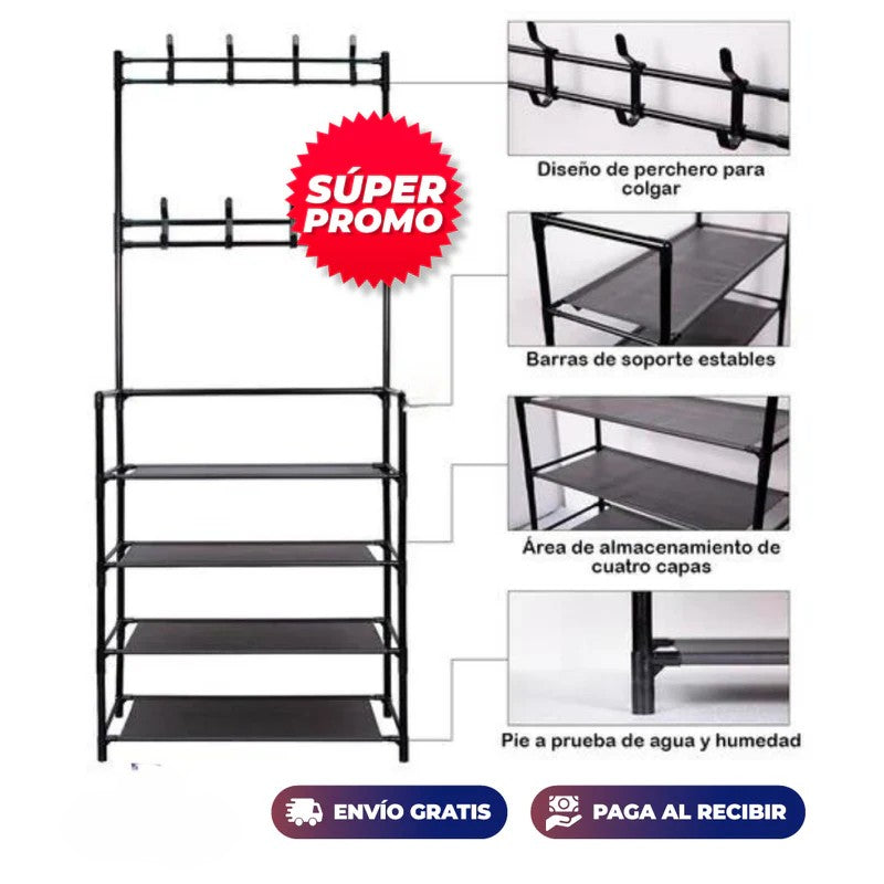 Rack Perchero Colgador Zapatero 5 Niveles - ORGANIZÁ TU CASA HOY 💥📦
